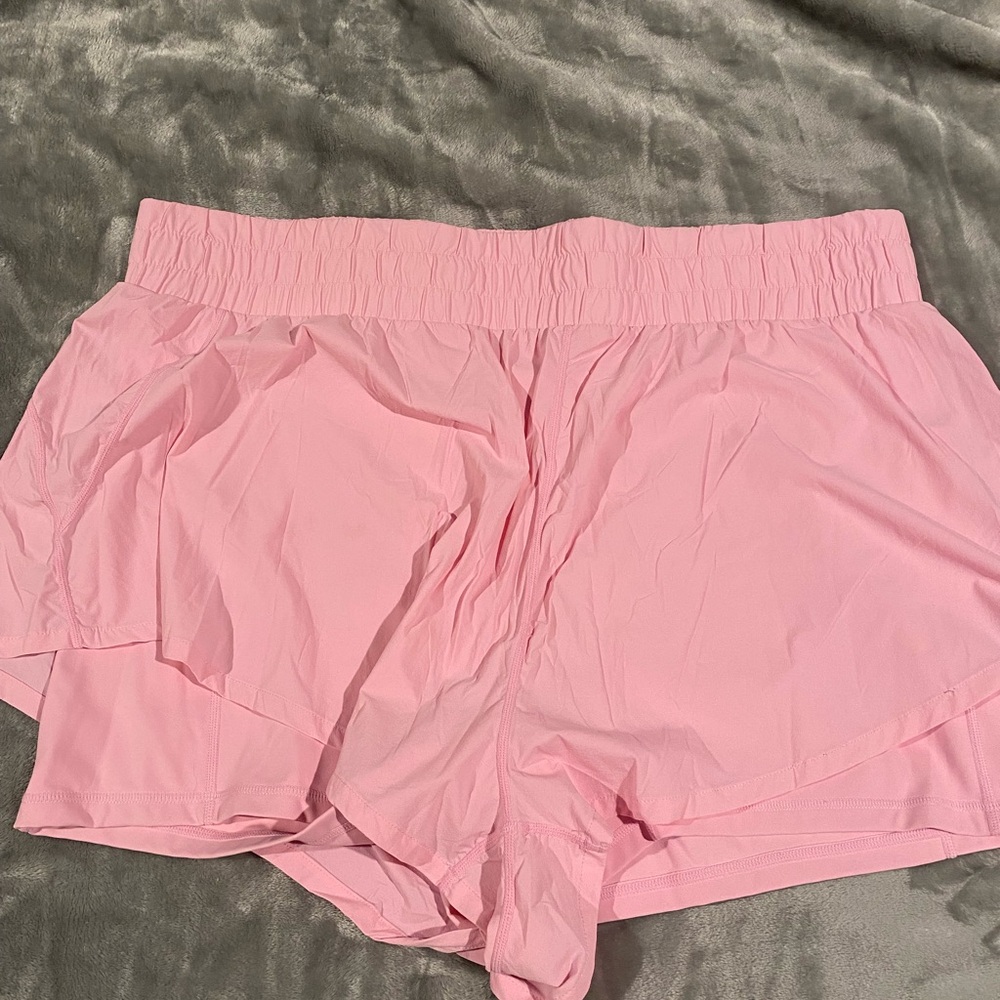 POPFLEX Pink Layered Active Shorts